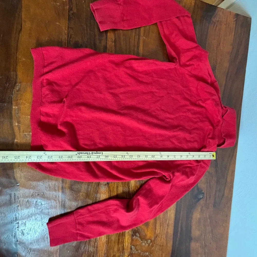 Talbots Red Turtleneck Sweater Long Sleeve Button Cuff Cotton Modal Small VN5272